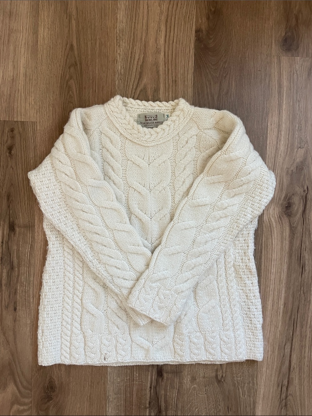 Aran Sweater Market - Classic Cable Knit Women's Sweater - merino wool - Cream-M